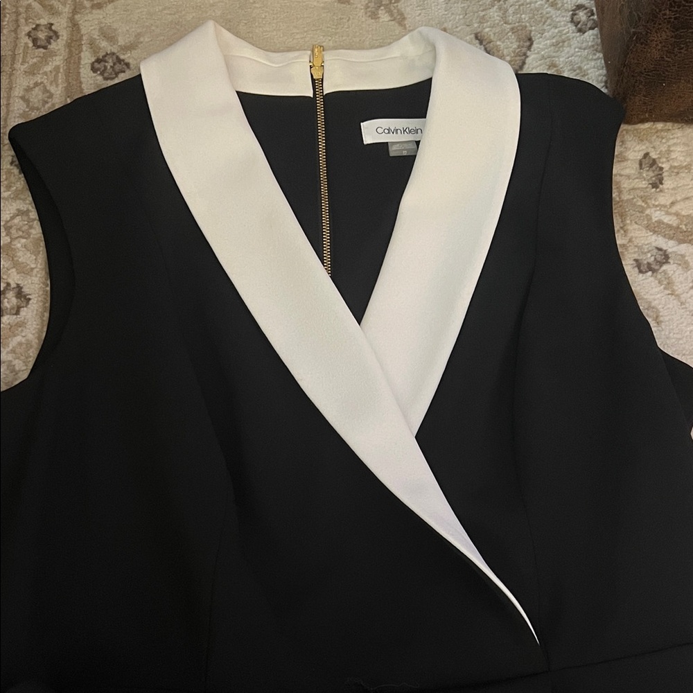 Calvin Klein Black Jumpsuit with White Collar